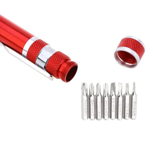 8-in-1 Screwdriver Tool Pen | Mini Precision Pocket Screwdriver Set with Magnetic Bits – Multi-Function Repair Tool (Random Color, 1 Pc)