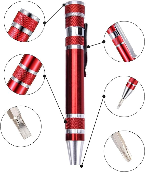 8-in-1 Screwdriver Tool Pen | Mini Precision Pocket Screwdriver Set with Magnetic Bits – Multi-Function Repair Tool (Random Color, 1 Pc)