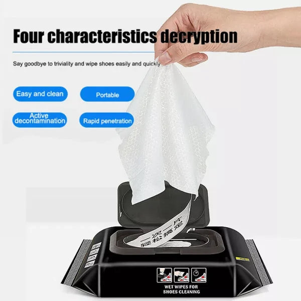 Disposable Shoe Cleaning Wipes – Quick Shine Wet Wipes (80 Pack) | Instant & Mess-Free Shoe Care
