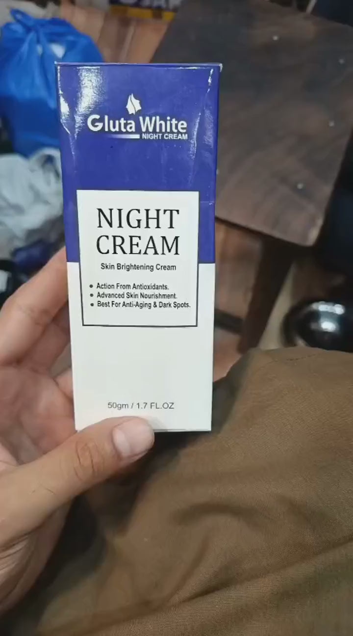Gluta White Night Cream | Advanced Skin Brightening, Nourishing & Anti-Aging Formula (50ml)