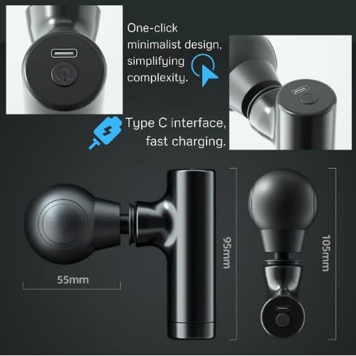 Rechargeable Facial Gun Massager – Portable Skincare Device with Type-C Charging & ABS Build
